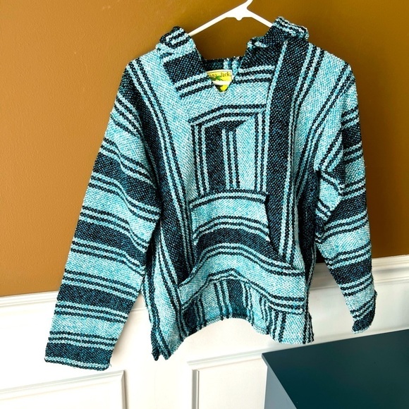 Iguana Jack Baja Blanket Blues Hoodie Size Small - Picture 1 of 4
